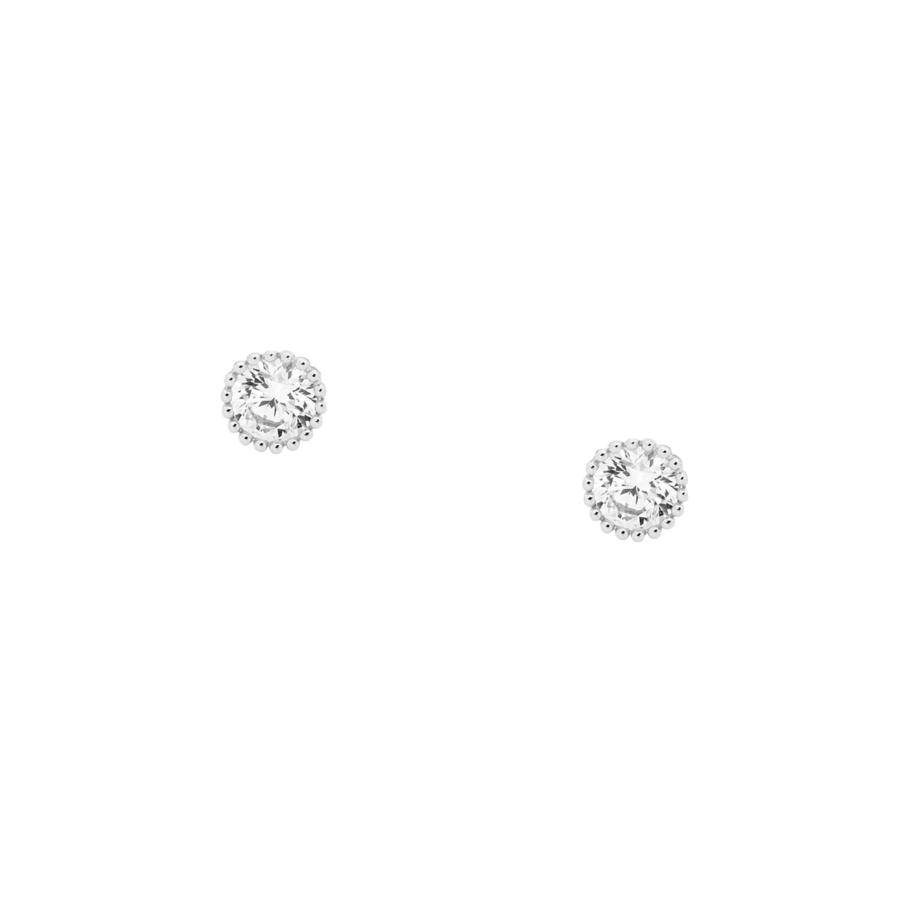 Ellani Sterling Silver CZ Crown Set Earrings