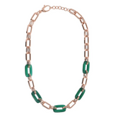 Bronzallure Variegata Green Agate Link Necklace