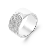 Sterling Silver CZ Pave Curve Wide Ring