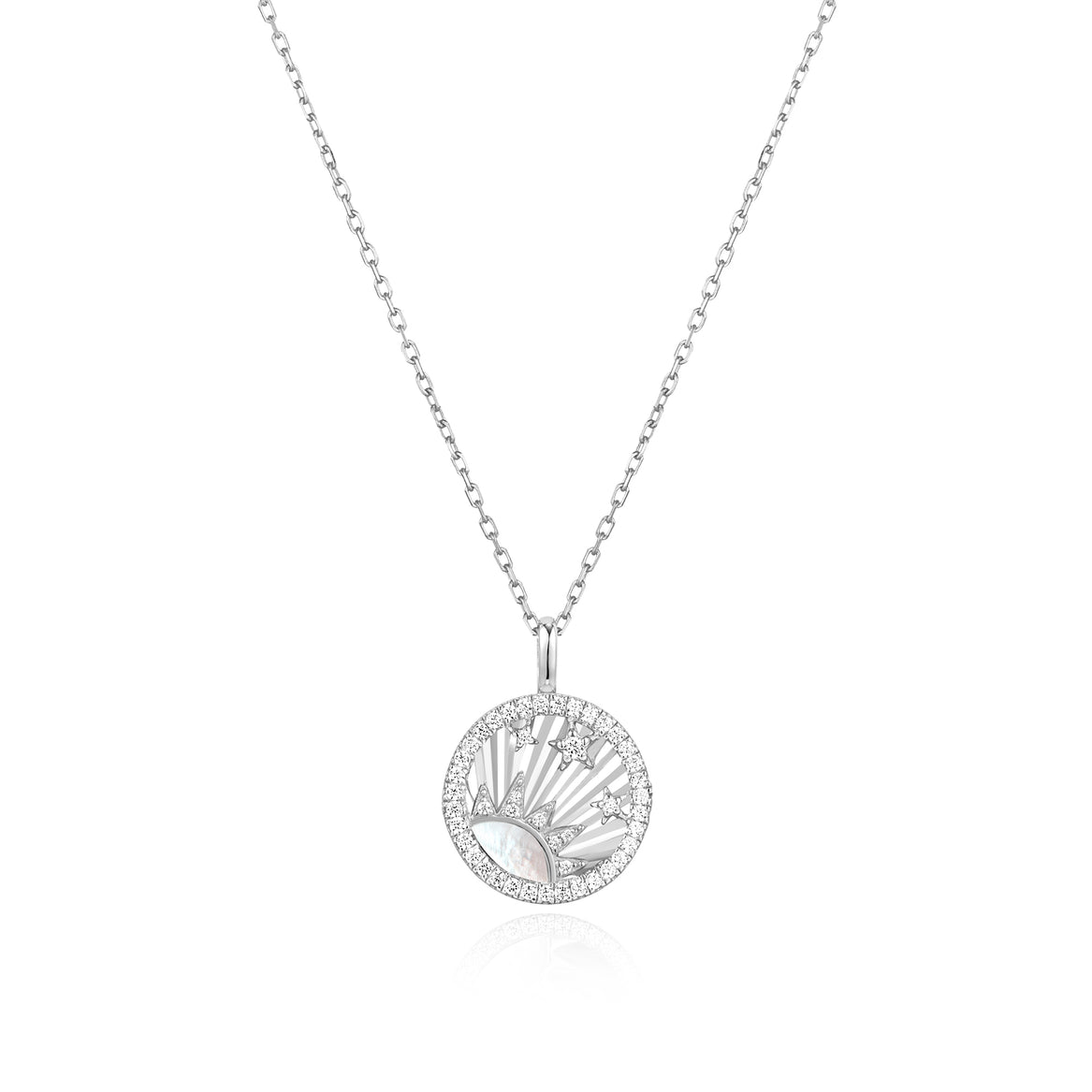 Silver Shiny Sun Star Necklace