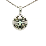 Blue Sapphire & Diamond Art Deco Pendant in White Gold