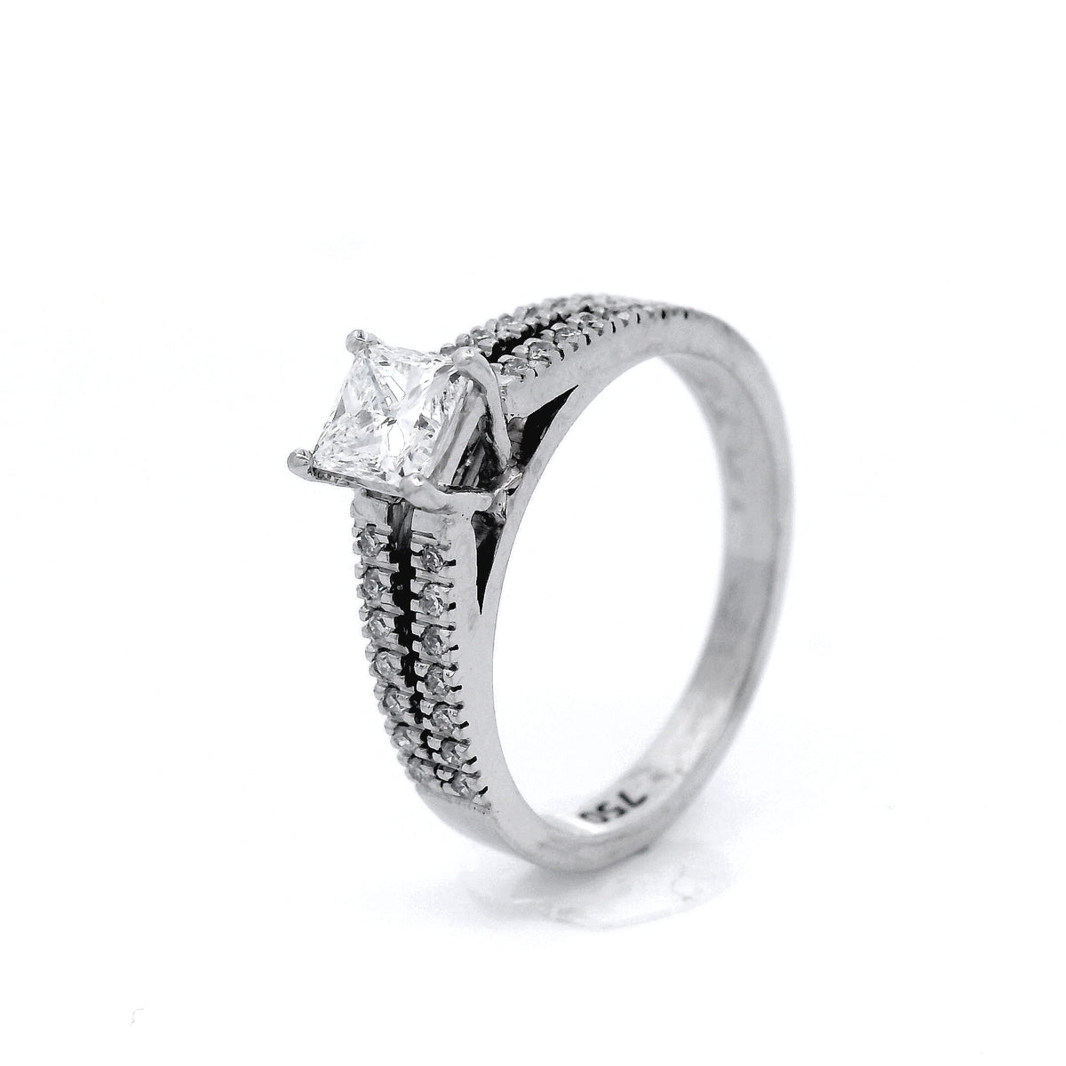 Princess Cut Diamond Set in White Gold Ring