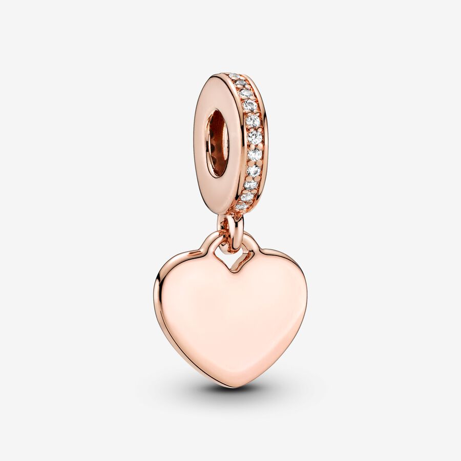 Engravable heart-shaped label charm