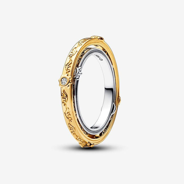 Game of Thrones Astrolabe spinning sterling silver and 14k gold-plated ring with clear cubic zirconia