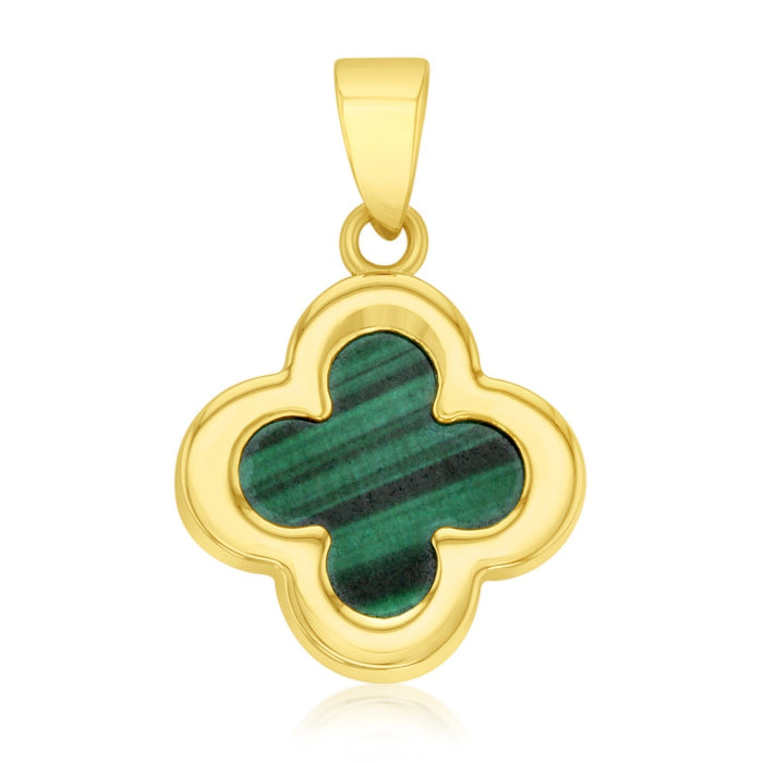 9Y Large Malachite Clover Pendant