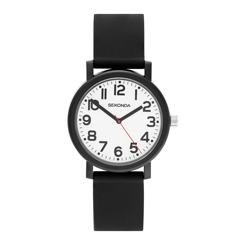 Sekonda Nova White Dial Black Silicone Unisex Watch