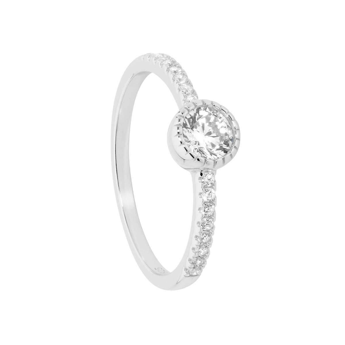 Ellani Sterling Silver YGP White CZ Ring