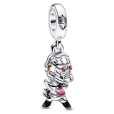 Marvel Star Lord sterling silver dangle with red cubic zirconia, transparent red, black and orange enamel