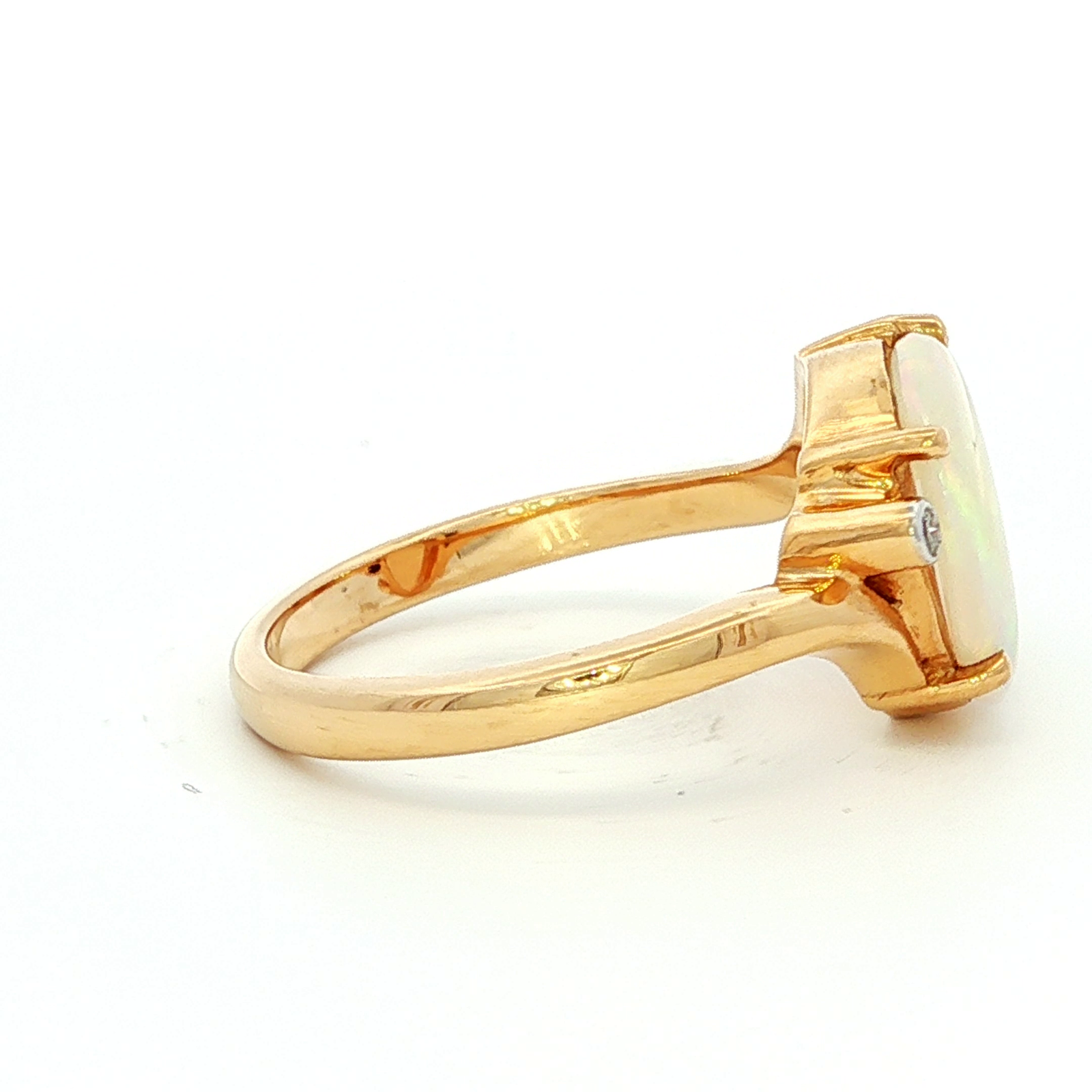 Solid Opal & Diamond Dress Ring in Yellow Gold