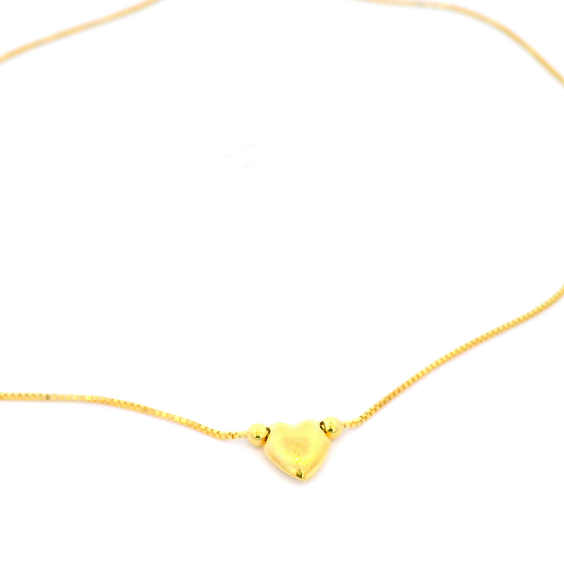 Heart Box Chain Anklet in Yellow Gold