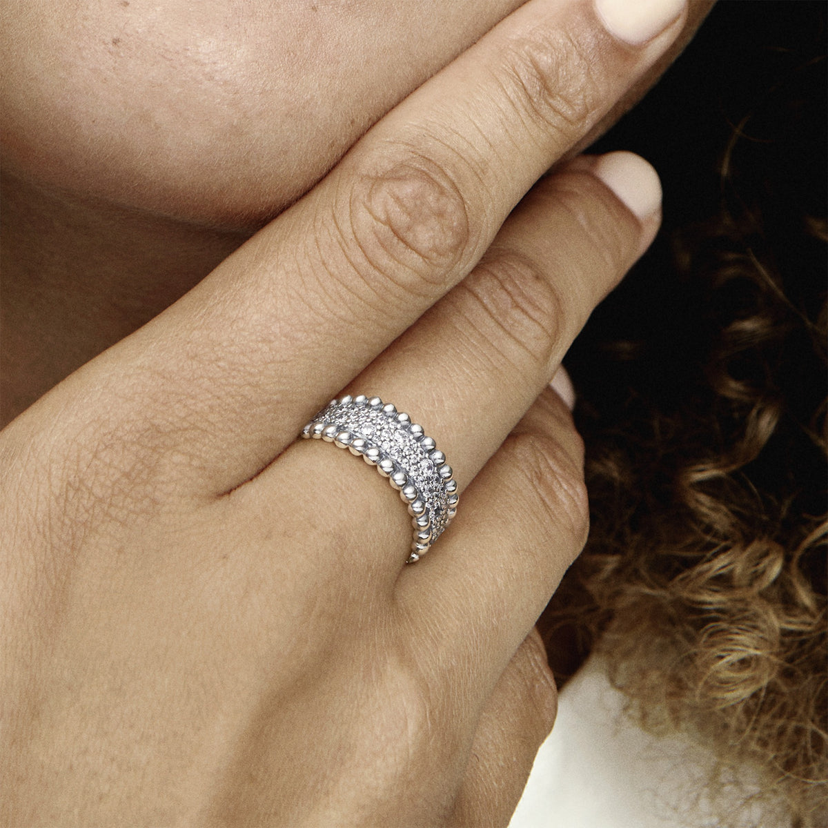 Beaded Pavé Band Ring - 60