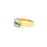 Emerald and Diamond Dress Ring in Two Tone Yellow and White Gold Setting