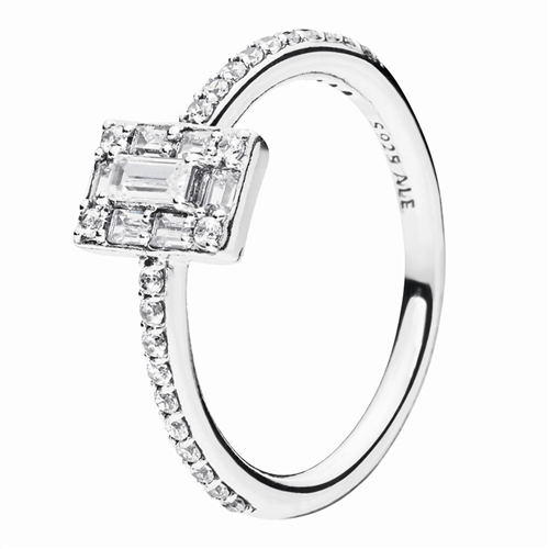 Ice cube silver ring with clear cubic zirconia