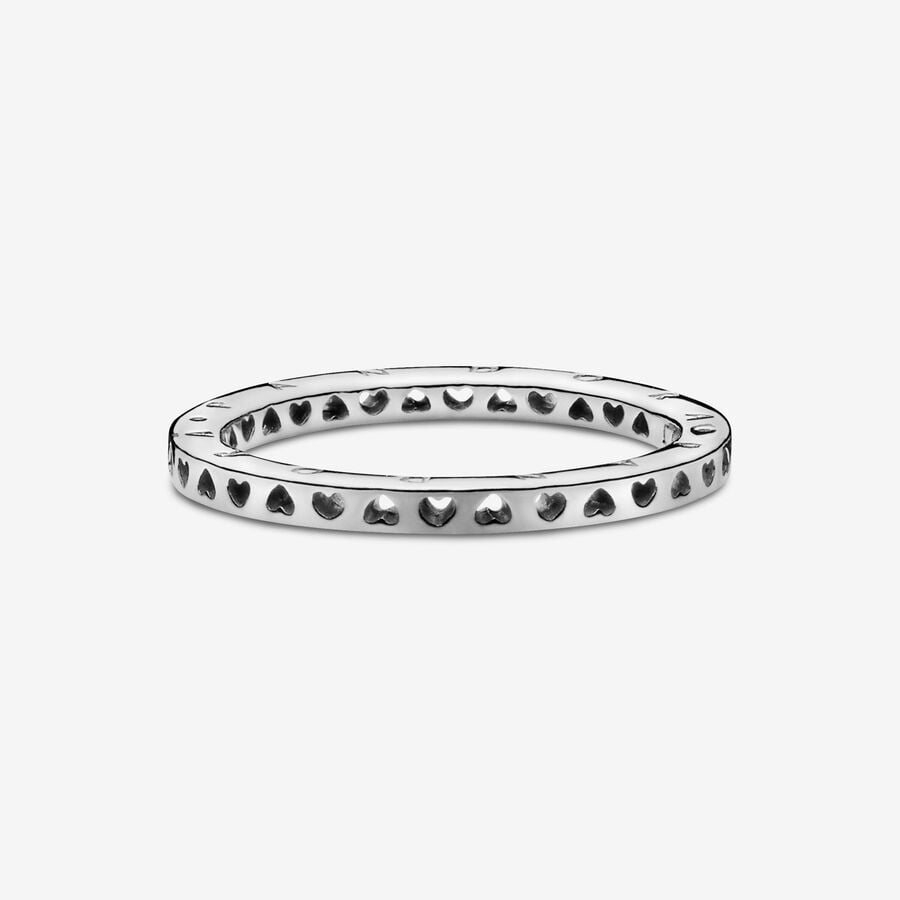Heart silver logo ring