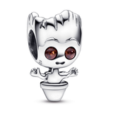 Marvel Baby Groot sterling silver charm with brown crystal