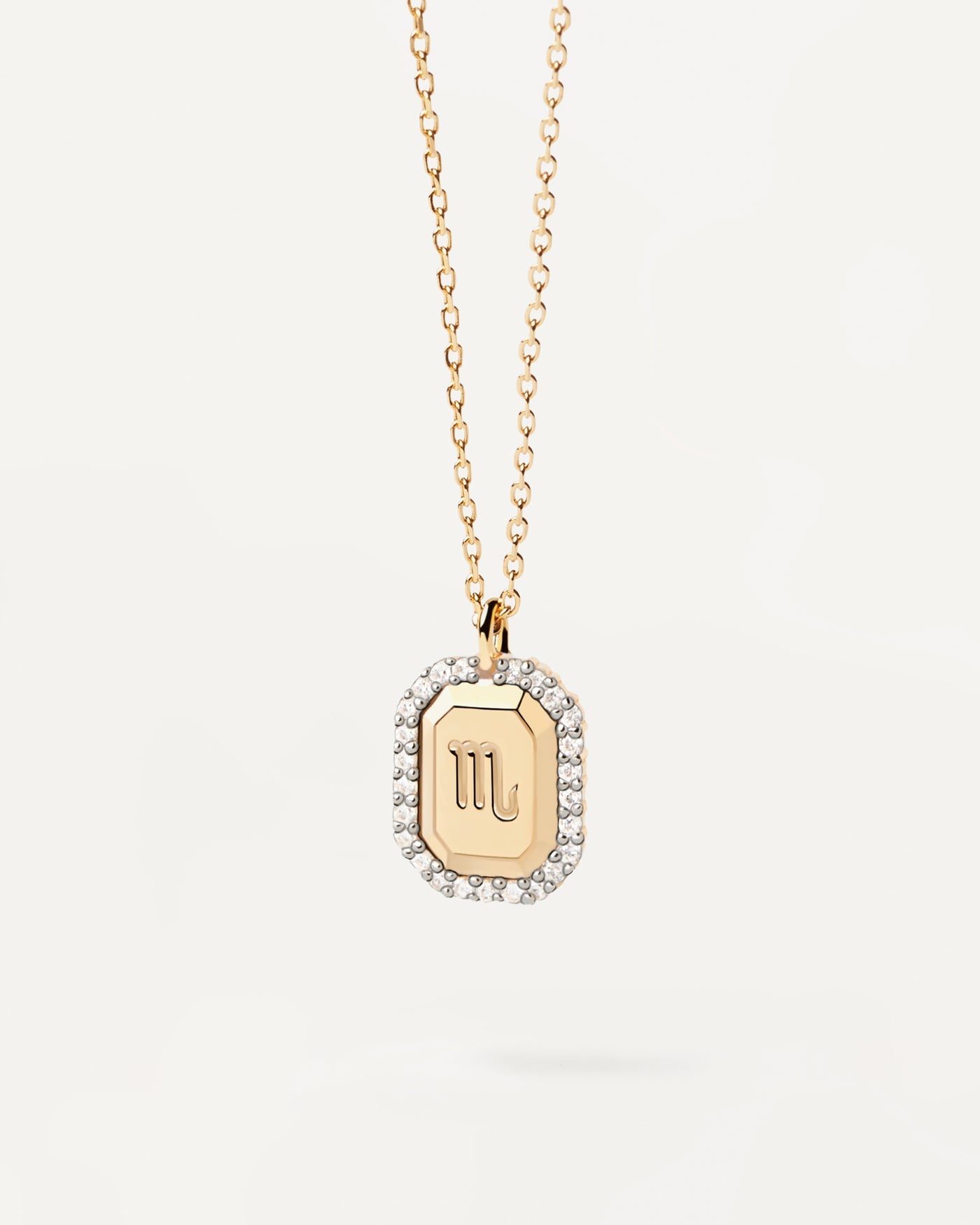 PDPAOLA Capricorn Necklace Engraved In Octagonal Pendant