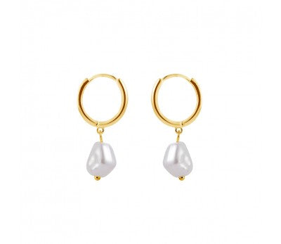 Freshwater Pearl Drop Huggie in Sterling Silver