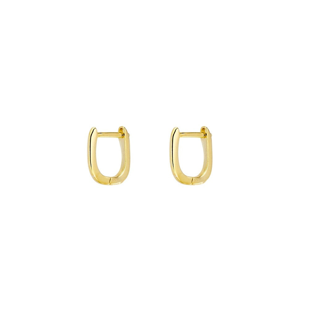 Oblong Hoop Earrings in Yellow Gold