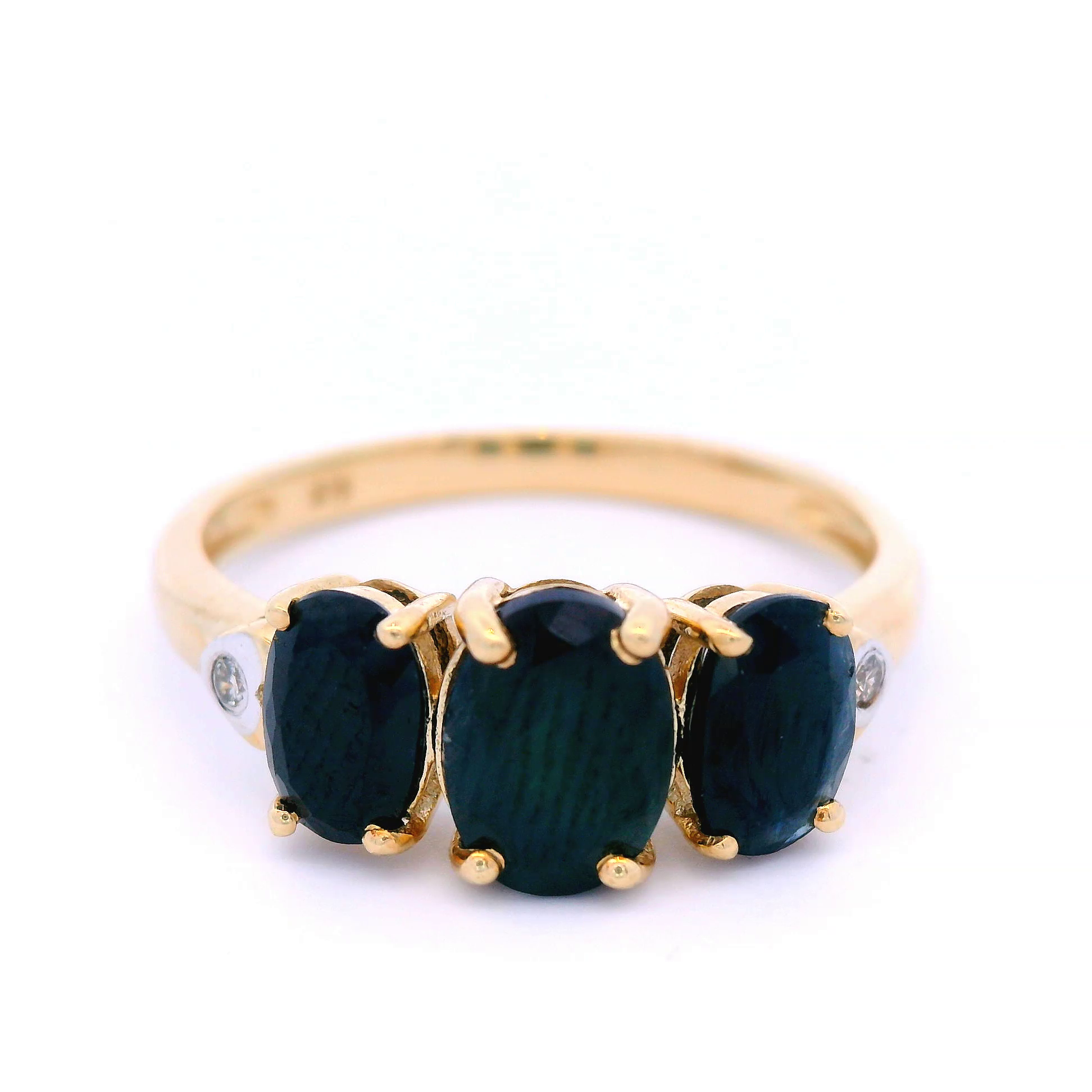 Oval Black Sapphire Dress Ring Set in Yellow Gold