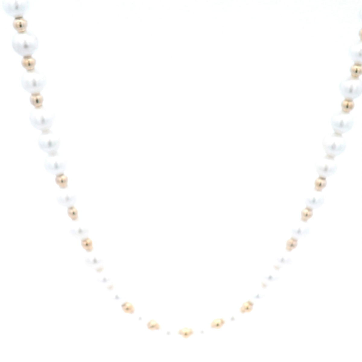 Yellow Gold Plated Alloy Bead Pearl Necklace