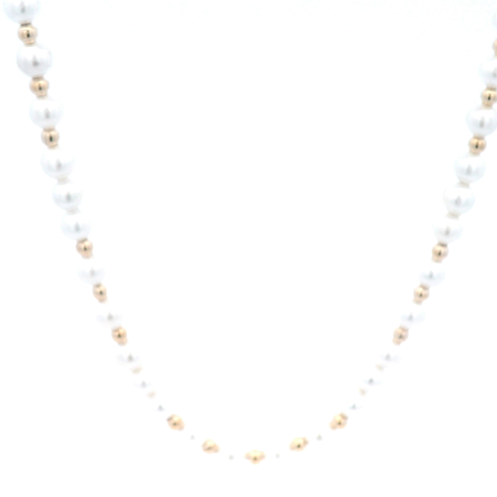 Yellow Gold Plated Alloy Bead Pearl Necklace