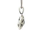 Blue Sapphire & Diamond Art Deco Pendant in White Gold