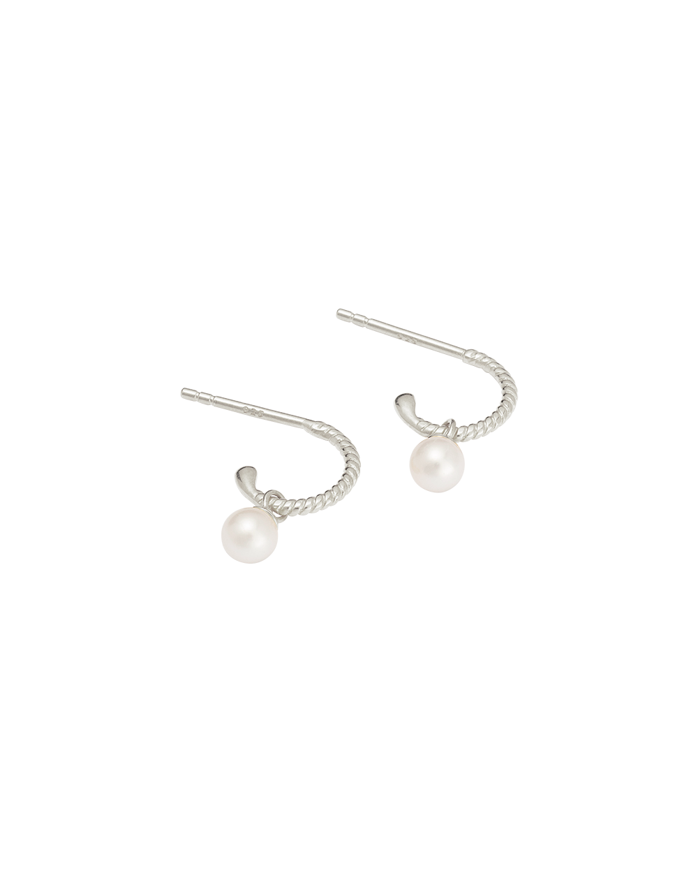Kirstin Ash Tiny Pearl Hoops in Sterling Silver
