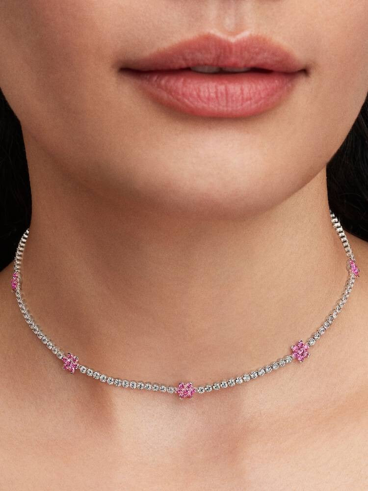 Pandora Pink Flower Tennis Necklace
