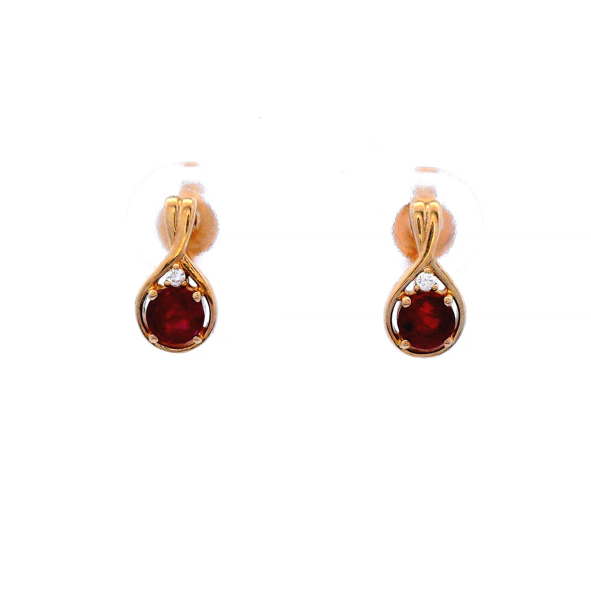 9ct Gold Ruby and Diamond Earrings