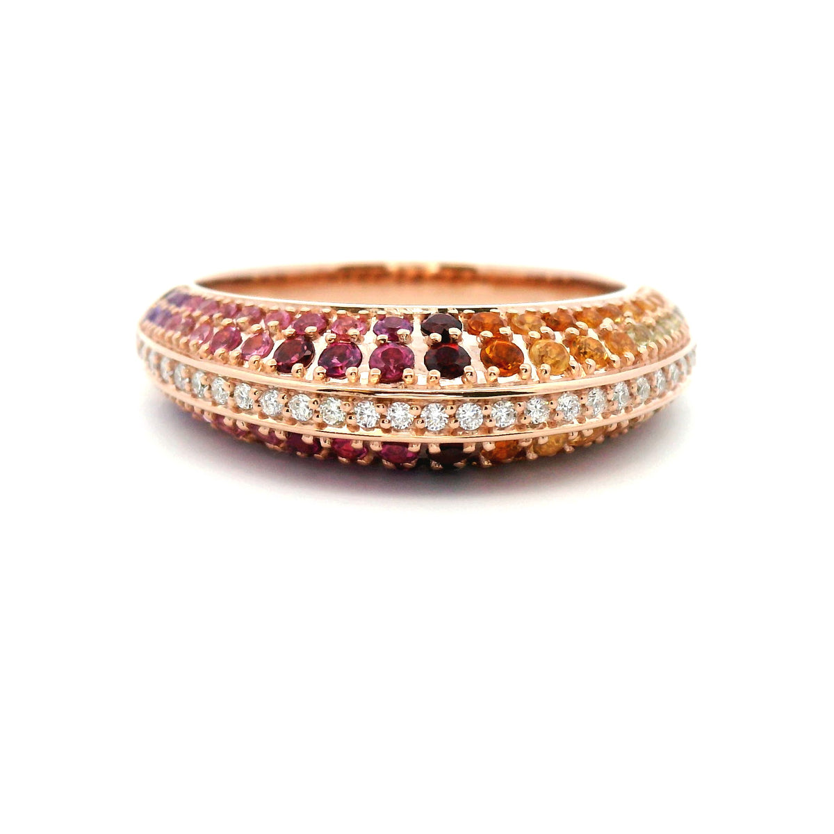 Natural  Gemstone and Diamond Dress Ring set in Rose Gold
