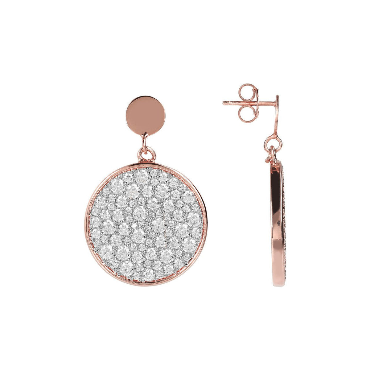 Bronzallure Altissima Earrings Drop Disc White CZ