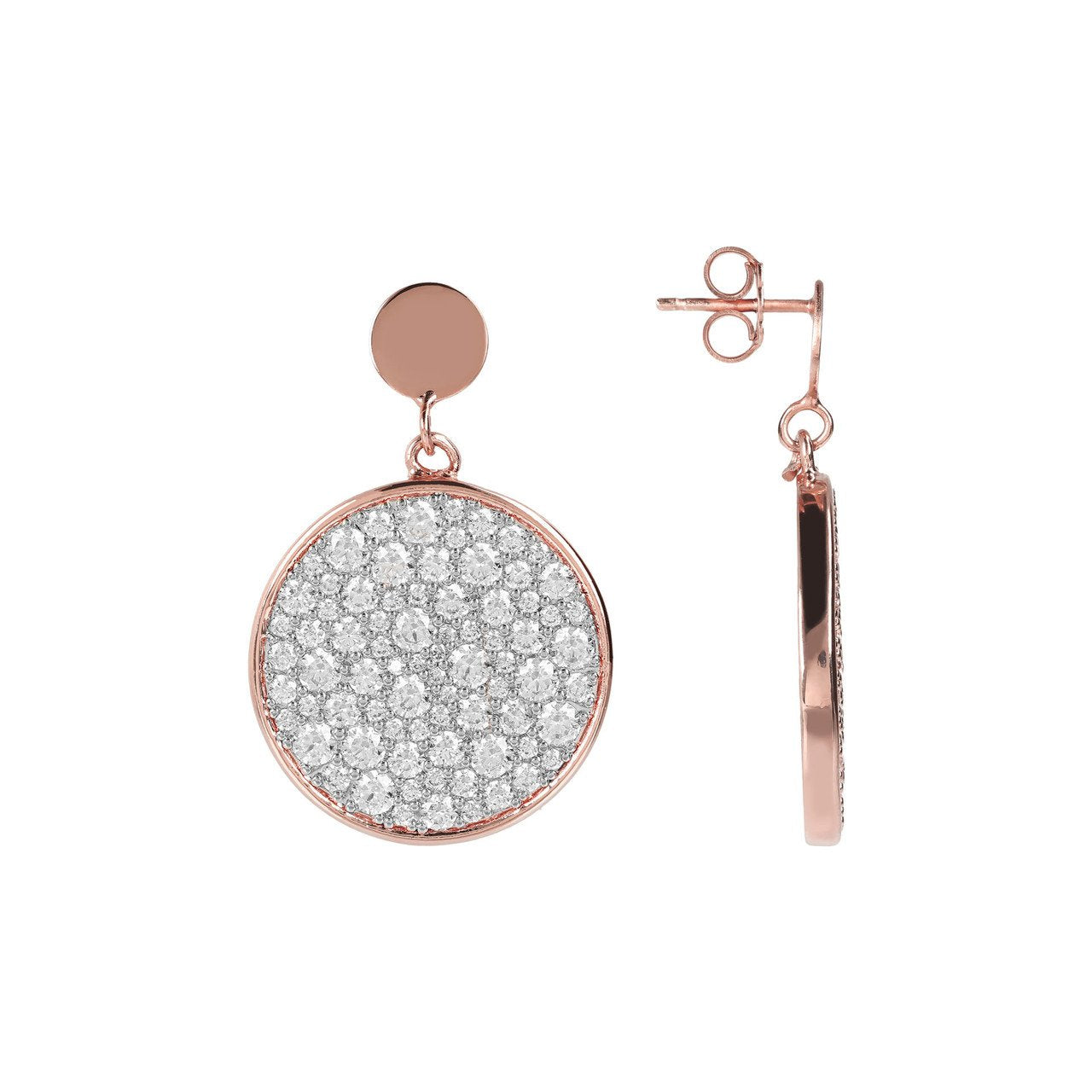 Bronzallure Altissima Earrings Drop Disc White CZ