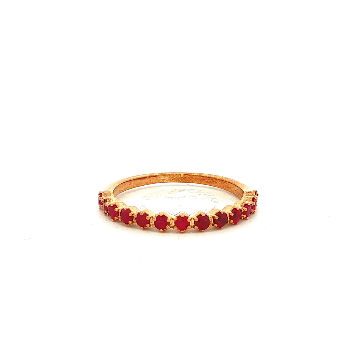 Straight Claw Set Ruby Dress Ring in Yellow Gold