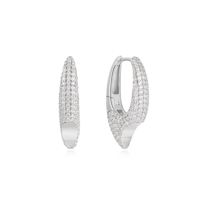 *5 TOUGH SILVER PAVE ARROW HOOPS