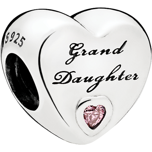 Granddaughter&#39;s Love Silver Charm w Pink CZ