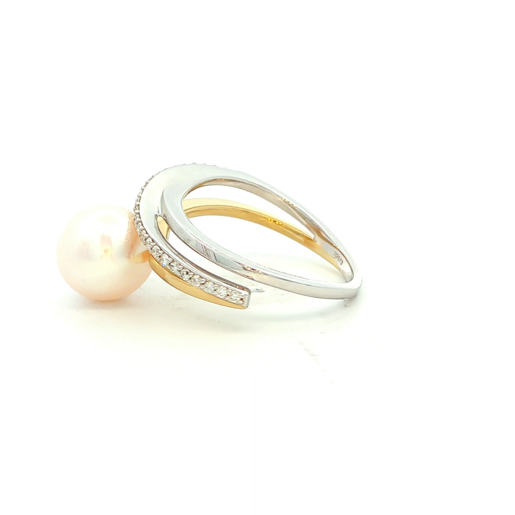 Two-Tone Chinese Cultured Pearl & Diamond Dress Ring
