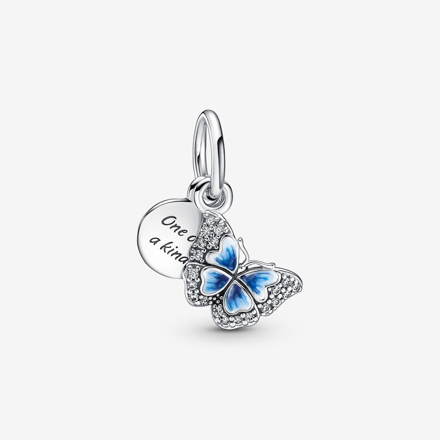 Blue butterfly and message card 2 in 1 pendant