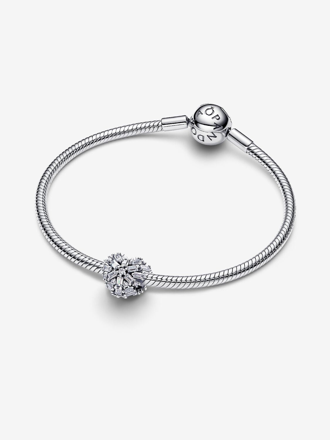 Heart sterling silver charm with clear cubic zirconia