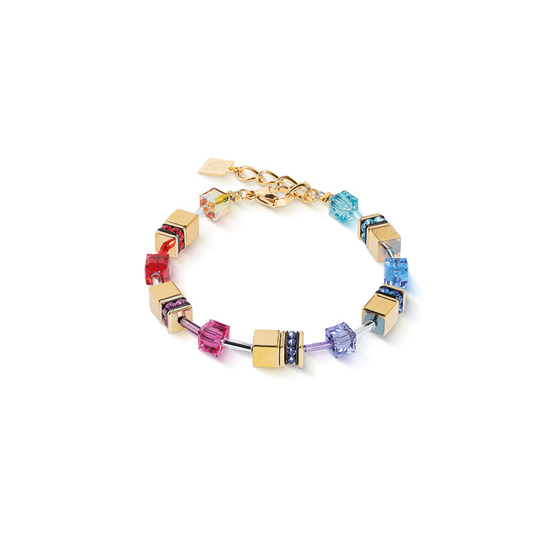 Coeur de Lion GeoCube Bright Rainbow & Metallic Gold Bracelet