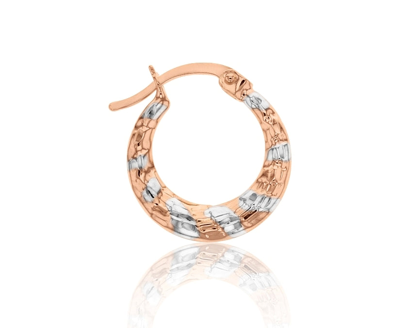 10mm Crescent Hoop Earring in 9 Carat Rose/White Gold