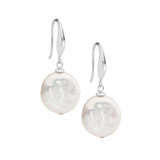 Ellani Freshwater Coin Pearl Earrings in Sheperds Hook