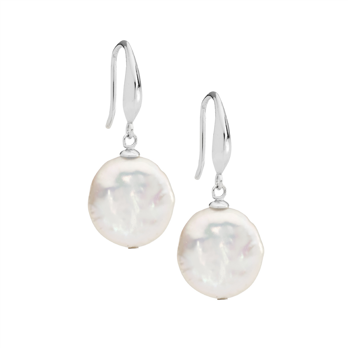 Ellani Freshwater Coin Pearl Earrings in Sheperds Hook