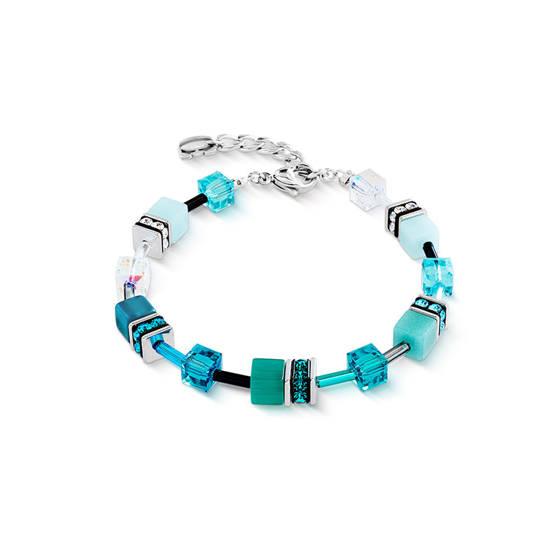 Coeur de Lion GeoCube Teal & Silver Bracelet