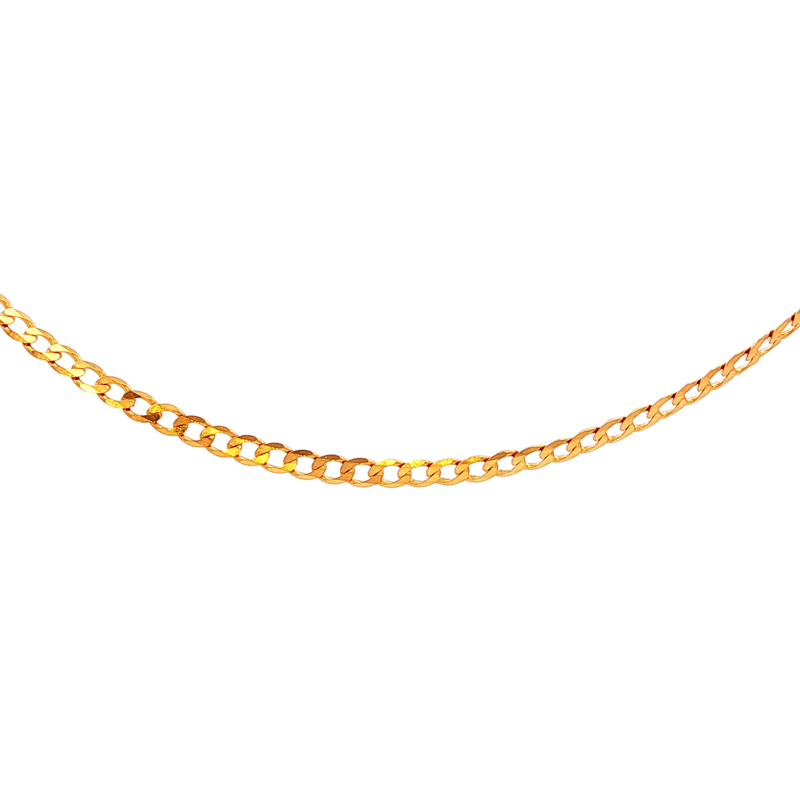 Super Flat Double Diamond Cut Curb Chain in Yellow Gold