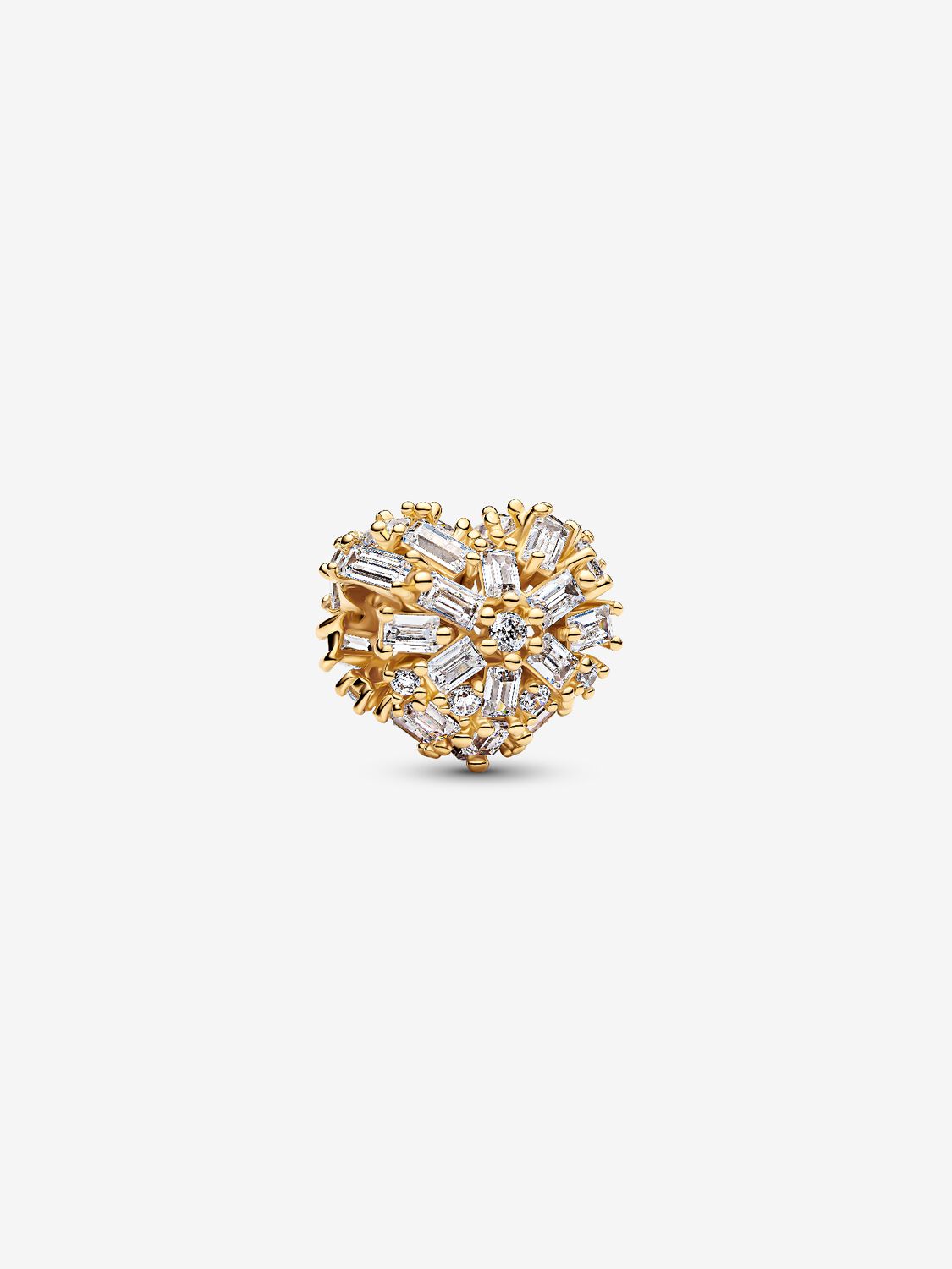 Heart sterling silver charm with clear cubic zirconia