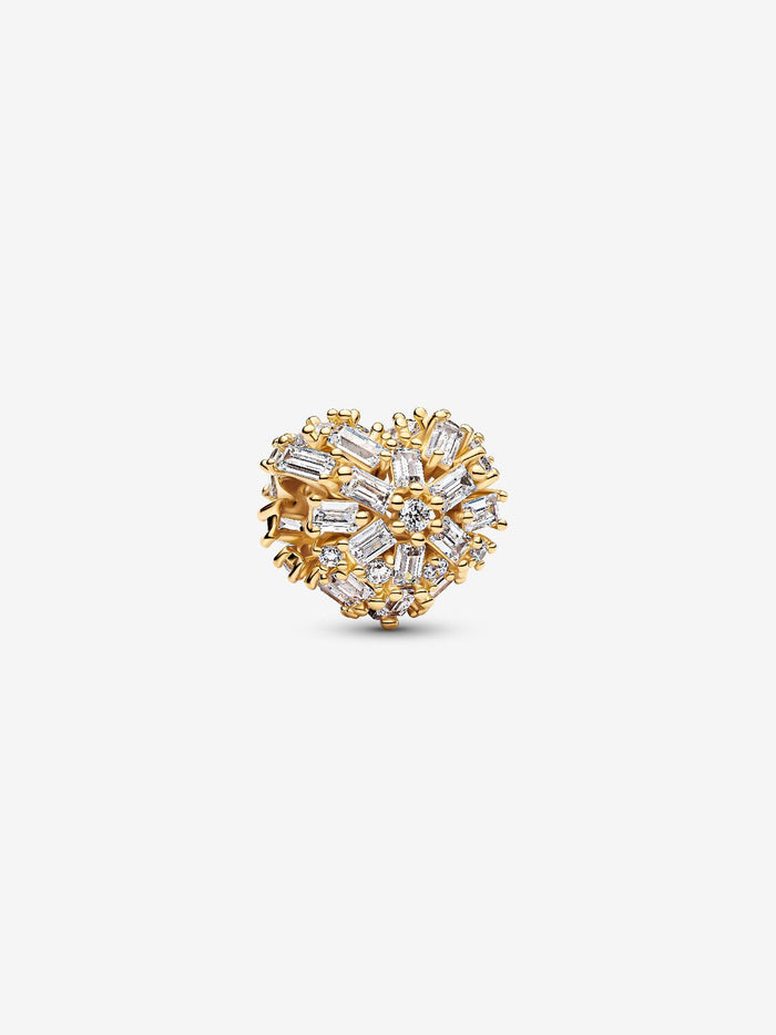 Heart sterling silver charm with clear cubic zirconia