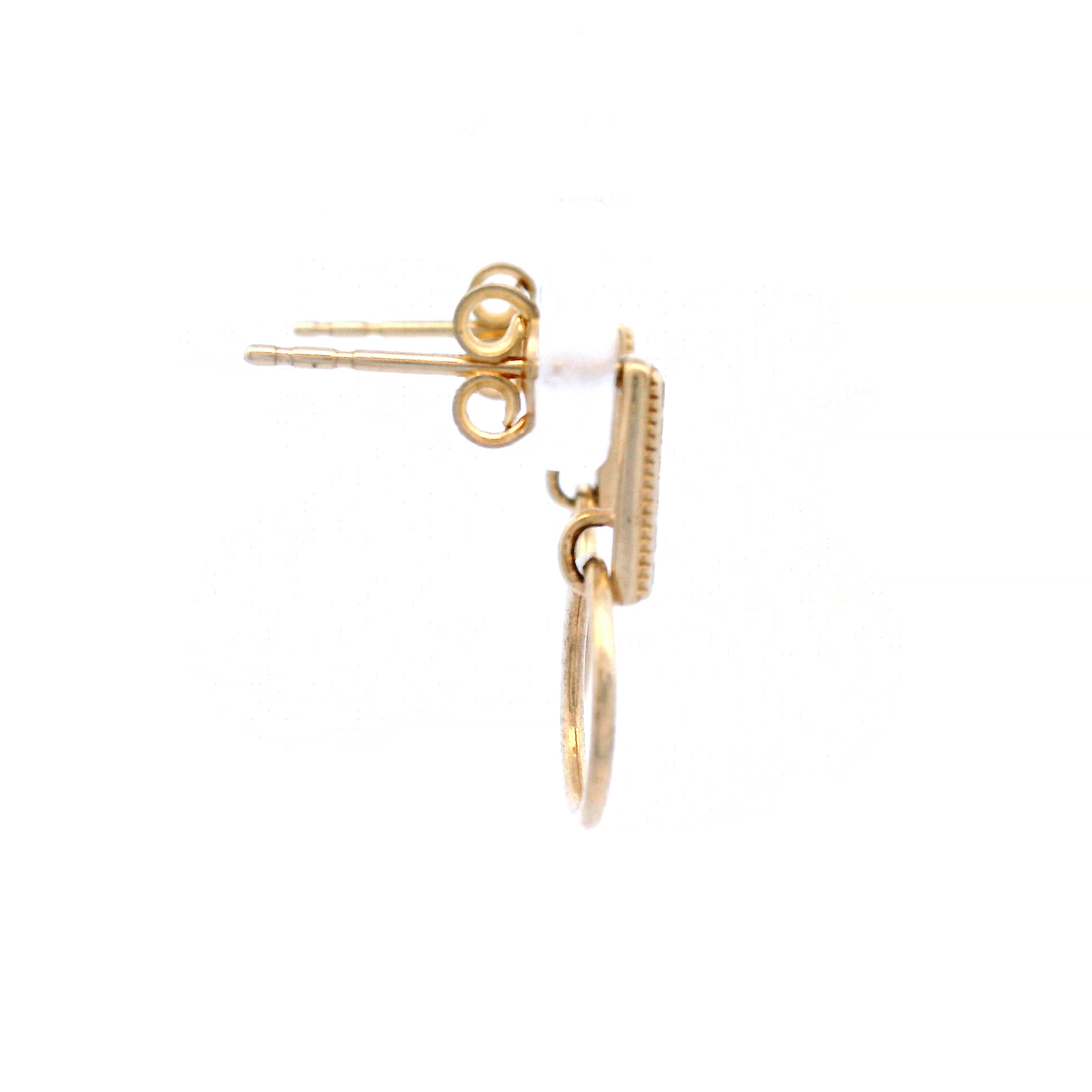 Cubic Zirconia Bar Stud Earrings with Hoop Dangle in Yellow Gold