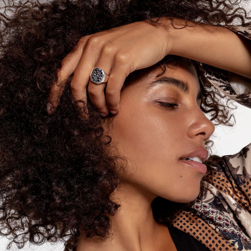 Thomas Sabo Black Onyx Compass Signet Ring