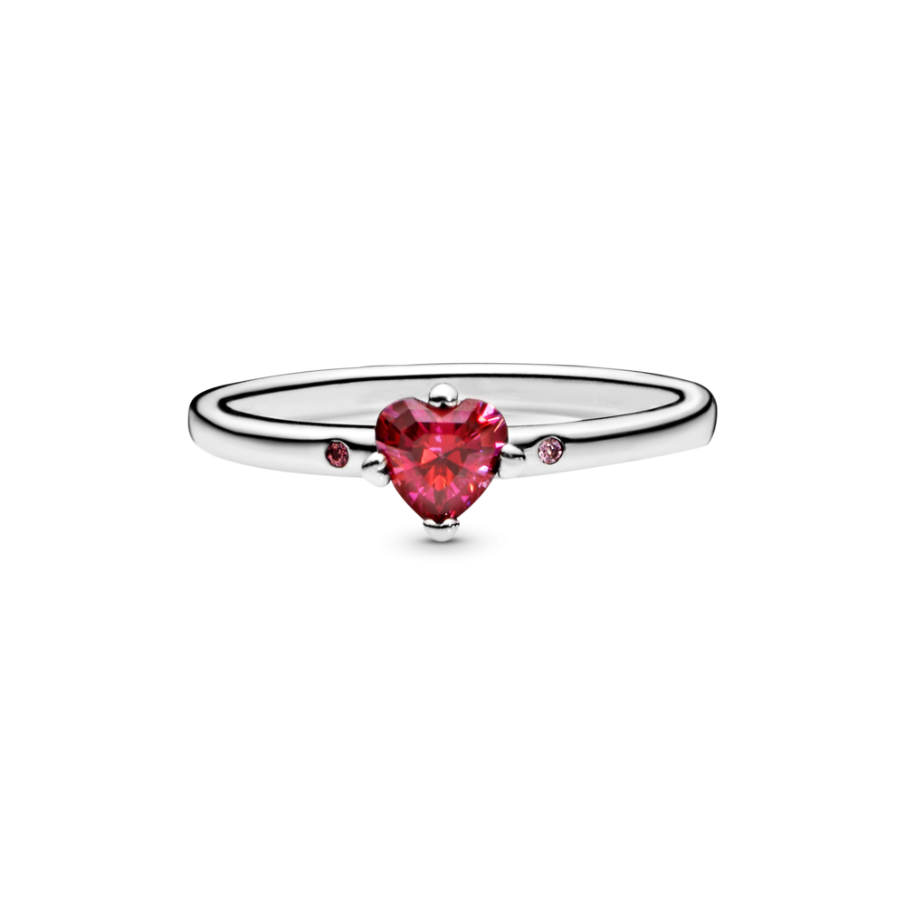 Heart 14k gold-plated ring with cherries jubilee red crystal