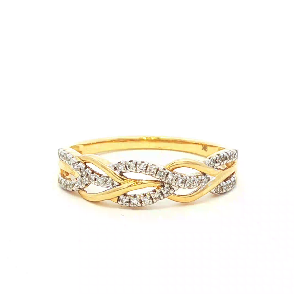 Yellow Gold Band Ring with Round Brilliant Diamonds